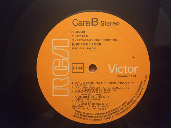 Rocio Jurado - Suspiro De Amor | RCA Victor (PL 35540) - 4 Rocio Jurado - Suspiro De Amor | RCA Victor (PL 35540) - 4