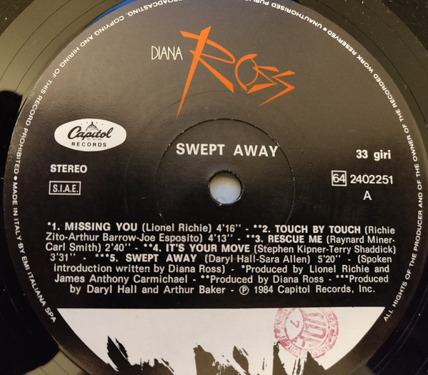 Diana Ross - Swept Away | Capitol Records (64 2402251) - 3