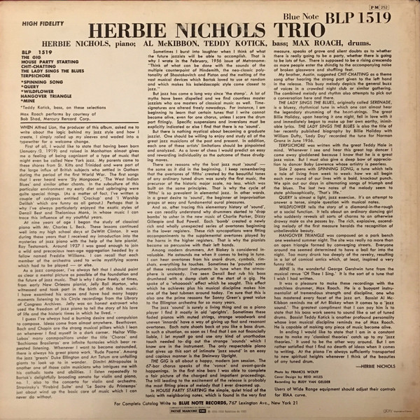 Herbie Nichols Trio - Herbie Nichols Trio | Blue Note (BLP 1519) - 2