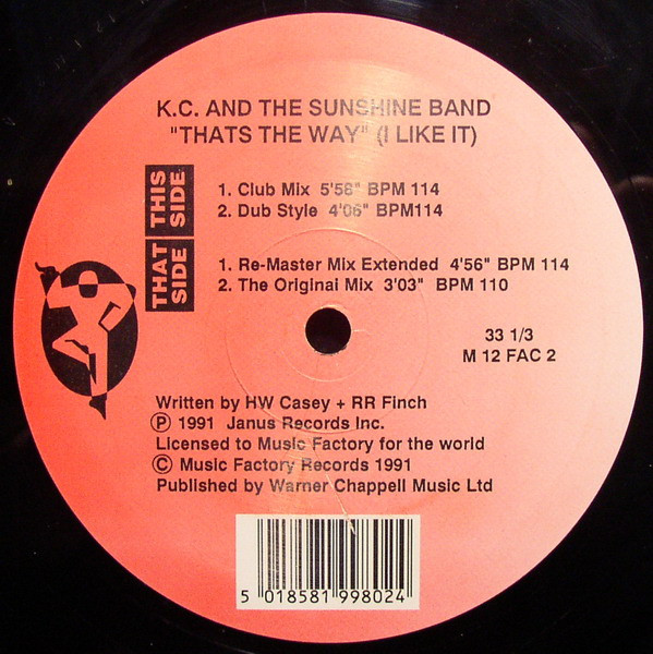 KC & The Sunshine Band - That's The Way (I Like It) | Music Factory Records (M 12 FAC 2)