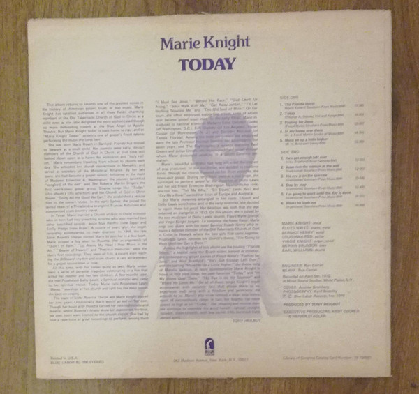 Marie Knight - Today | Blue Labor (BL 106)
