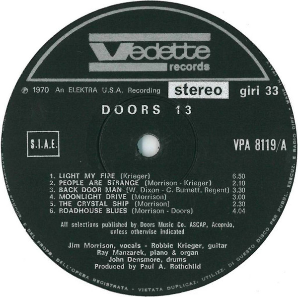 The Doors - 13 | Vedette Records (VPA 8119) - 3