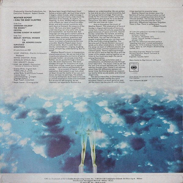 Weather Report - I Sing The Body Electric | CBS (S 64943) - 2