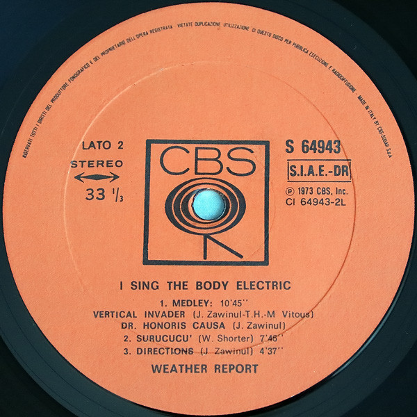 Weather Report - I Sing The Body Electric | CBS (S 64943) - 4
