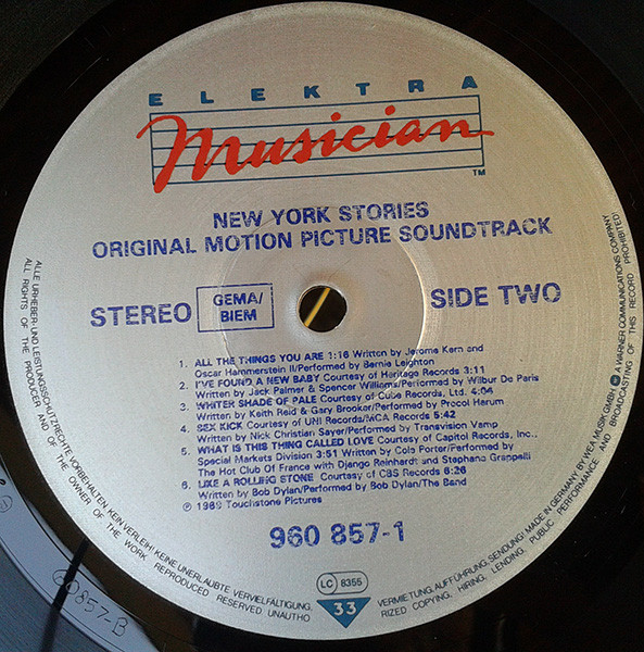 Various - New York Stories: Original Soundtrack | Elektra Musician (960 857-1) - 3 Various - New York Stories: Original Soundtrack | Elektra Musician (960 857-1) - 3