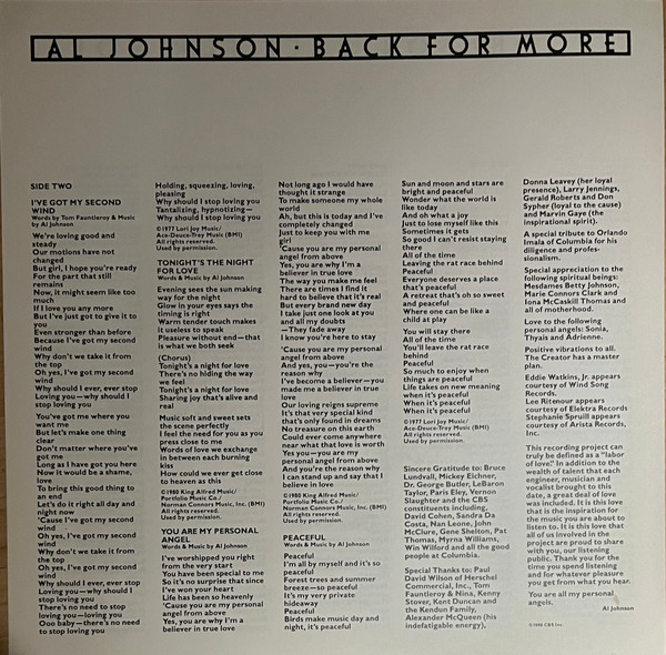Al Johnson - Back For More | CBS/Sony (25AP 1863) - 4 Al Johnson - Back For More | CBS/Sony (25AP 1863) - 4