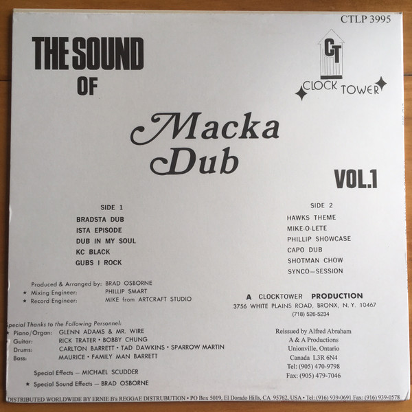 Clocktower Productions - The Sound Of Macka Dub Vol.1 | Clocktower Records (CTLP 018 (3995)) - 2