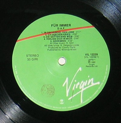 Deutsch Amerikanische Freundschaft - Für Immer | Virgin (VIL 12239) - 2