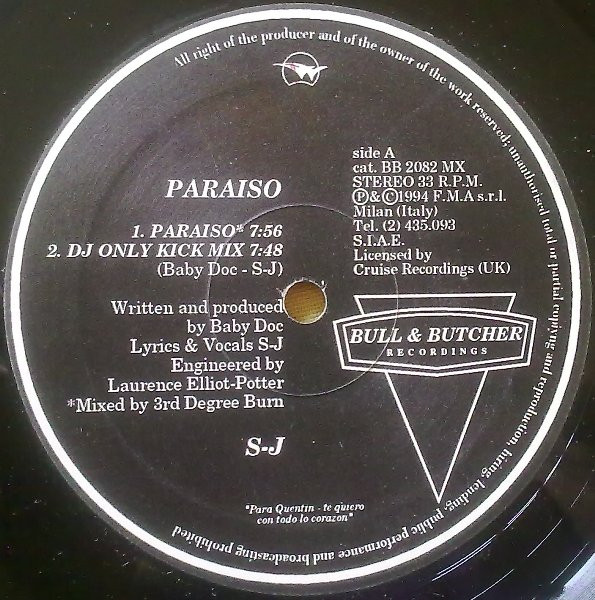 S-J - Paraiso / Diosa De La Luna | Bull & Butcher Recordings (BB 2082 MX) - main S-J - Paraiso / Diosa De La Luna | Bull & Butcher Recordings (BB 2082 MX) - main