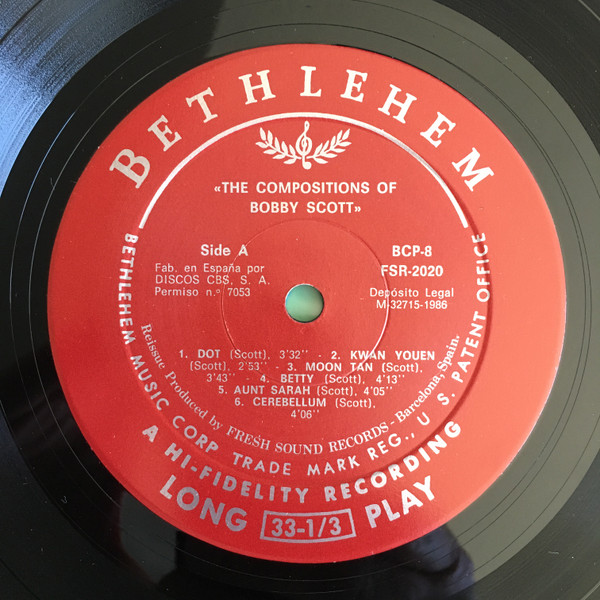 Bobby Scott - The Compositions Of Bobby Scott | Bethlehem Records (BCP-8) - 3 Bobby Scott - The Compositions Of Bobby Scott | Bethlehem Records (BCP-8) - 3