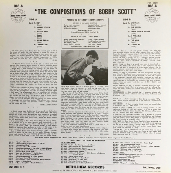 Bobby Scott - The Compositions Of Bobby Scott | Bethlehem Records (BCP-8) - 2 Bobby Scott - The Compositions Of Bobby Scott | Bethlehem Records (BCP-8) - 2