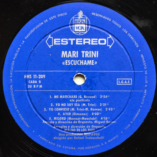 Mari Trini - Escuchame... | Hispavox (HH (S) 11-209) - 2 Mari Trini - Escuchame... | Hispavox (HH (S) 11-209) - 2