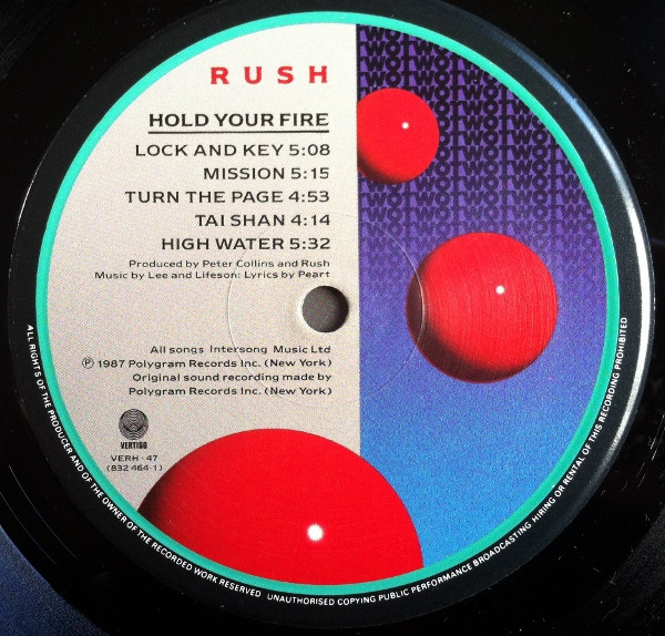 Rush - Hold Your Fire | Vertigo (VERH 47) - 4 Rush - Hold Your Fire | Vertigo (VERH 47) - 4