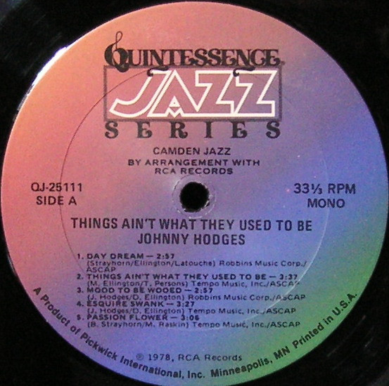 Johnny Hodges - Things Ain't What They Used To Be | Camden (QJ-25111)