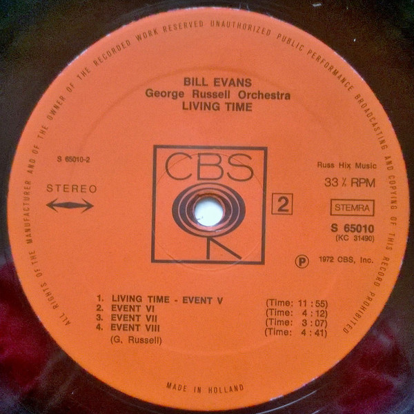 Bill Evans , George Russell Orchestra - Living Time | CBS (S 65010) - 4