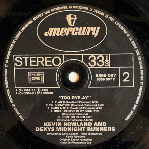 Kevin Rowland & Dexys Midnight Runners - Too-Rye-Ay | Mercury (6359 097) - 4