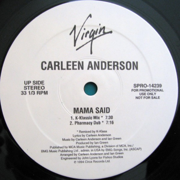 Carleen Anderson - Mama Said | Virgin (SPRO-14239) Carleen Anderson - Mama Said | Virgin (SPRO-14239)