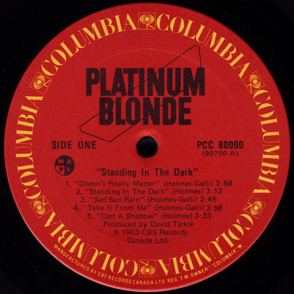 Platinum Blonde - Standing In The Dark | Columbia (PCC 80090) - 3