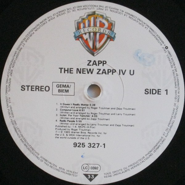 Zapp - The New Zapp IV U | Warner Bros. Records (925 327-1) - 3 Zapp - The New Zapp IV U | Warner Bros. Records (925 327-1) - 3