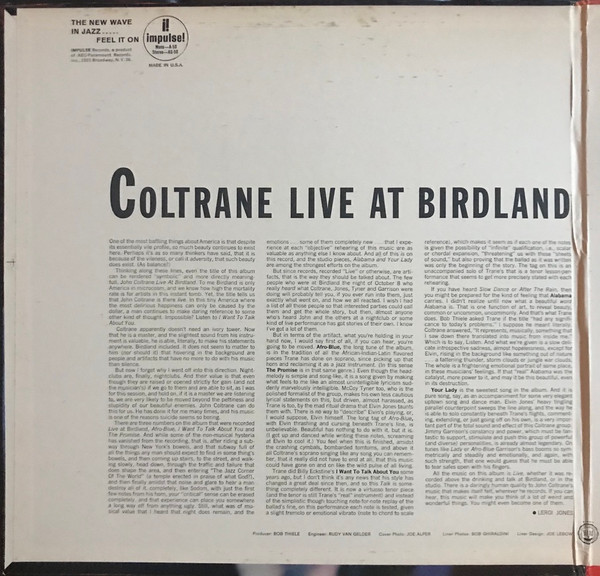 John Coltrane - Live At Birdland | Impulse! (A-50) - 2