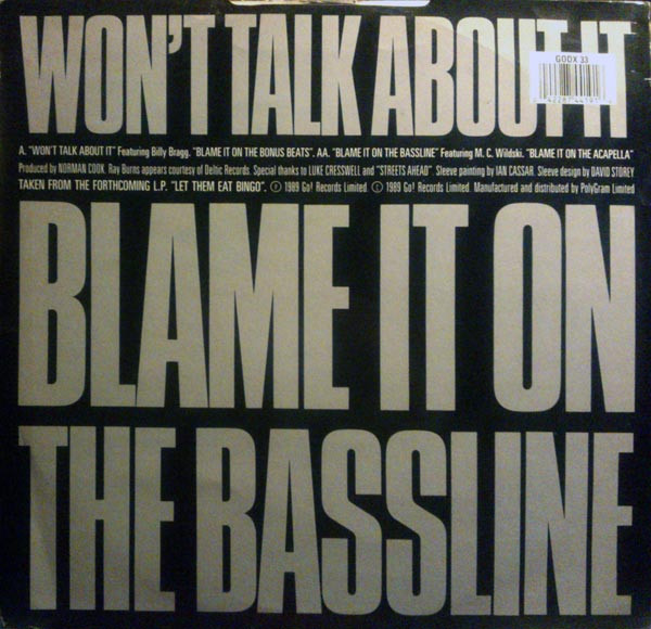 Norman Cook - Won't Talk About It / Blame It On The Bassline | Go! Discs (GODX 33) - 2 Norman Cook - Won't Talk About It / Blame It On The Bassline | Go! Discs (GODX 33) - 2
