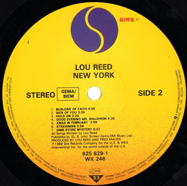 Lou Reed - New York | Sire (WX 246) - 4