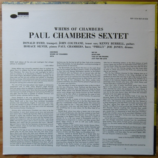 Paul Chambers Sextet - Whims Of Chambers | Blue Note (BST-81534) - 3