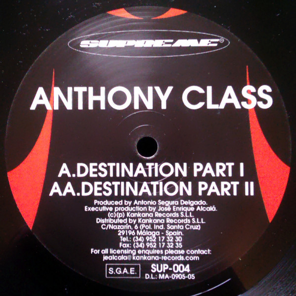Anthony Class - Destination I & II | Supreme Records (SUP-004)