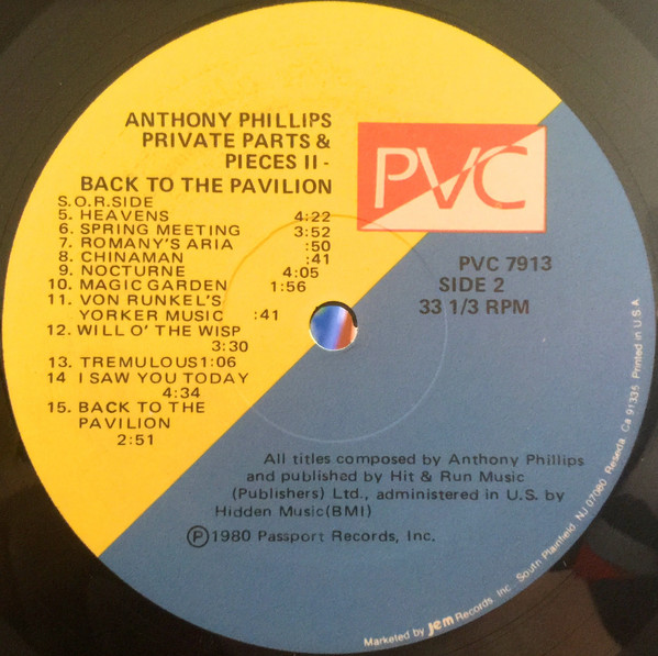Anthony Phillips - Private Parts & Pieces II: Back To The Pavilion | PVC Records (PVC 7913) - 4