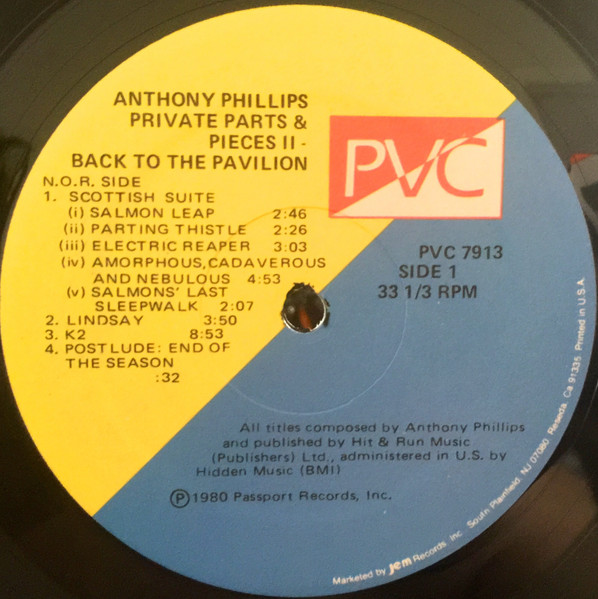 Anthony Phillips - Private Parts & Pieces II: Back To The Pavilion | PVC Records (PVC 7913) - 3