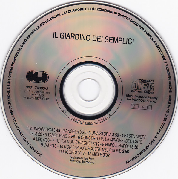 Il Giardino Dei Semplici - Il Giardino Dei Semplici | CGD (9031 70333-2) - 3 Il Giardino Dei Semplici - Il Giardino Dei Semplici | CGD (9031 70333-2) - 3