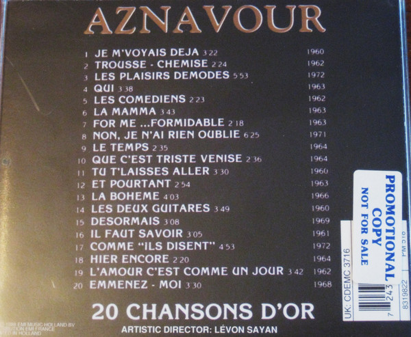 Charles Aznavour - 20 Chansons D'or | EMI (8319822) - 2