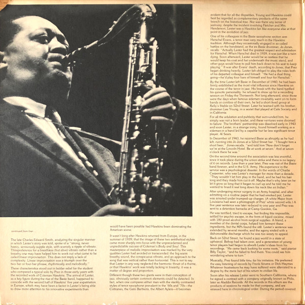Lester Young - The Aladdin Sessions | Blue Note (BN-LA456-H2) - 2