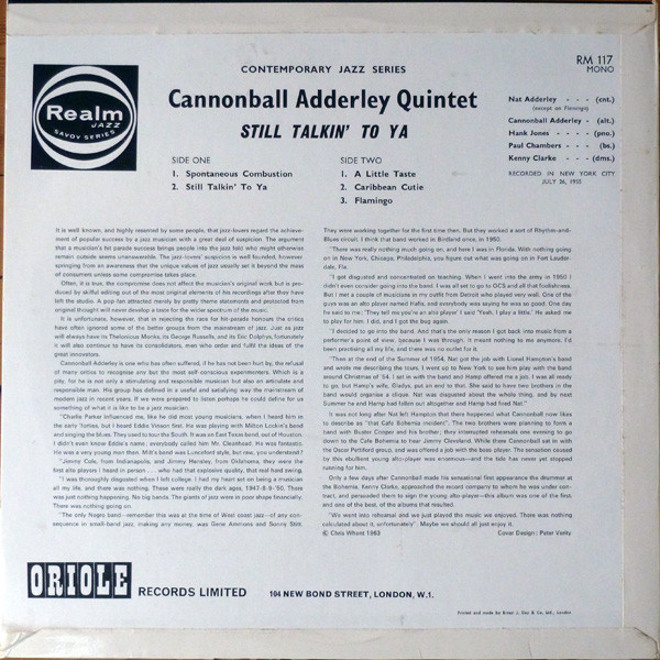 Cannonball Adderley - Still Talkin' To Ya | Realm (RM 117) - 2
