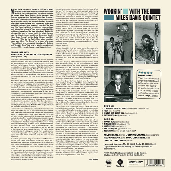 The Miles Davis Quintet - Workin’ With The Miles Davis Quintet | WaxTime (772329) - 2