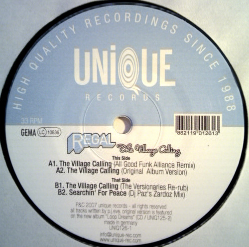 DJ Regal - The Village Calling | Unique (UNIQ 126-1) - 2