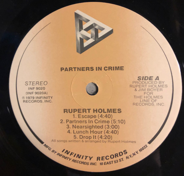 Rupert Holmes - Partners In Crime | Infinity Records (INF 9020) - 3
