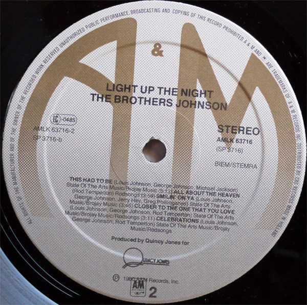 Brothers Johnson - Light Up The Night | A&M Records (AMLK 63716) - 8 Brothers Johnson - Light Up The Night | A&M Records (AMLK 63716) - 8