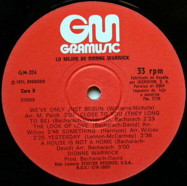 Dionne Warwick - Lo Mejor De Dionne Warwick | Gramusic (GM-324) - 4
