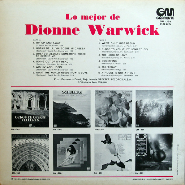 Dionne Warwick - Lo Mejor De Dionne Warwick | Gramusic (GM-324) - 2