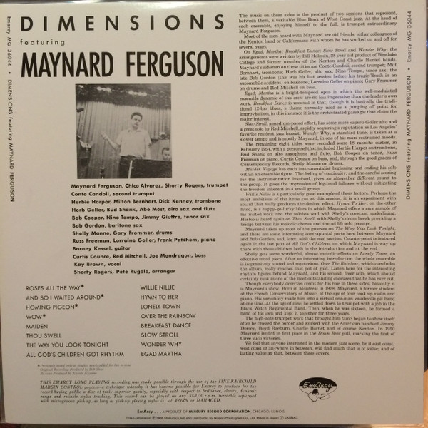 Maynard Ferguson - Dimensions | EmArcy (195J-10103) - 3