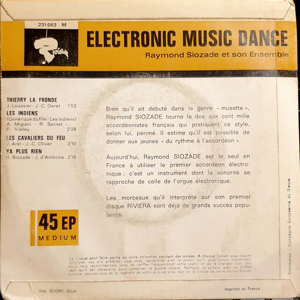 Raymond Siozade - Electronic Music Dance - Thierry La Fronde | Riviera (231 063) - 2