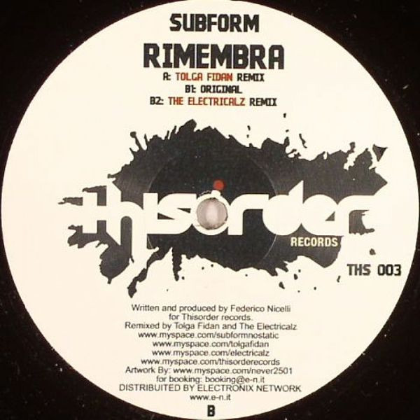 Subform - Rimembra | Thisorder Records (THS 003)