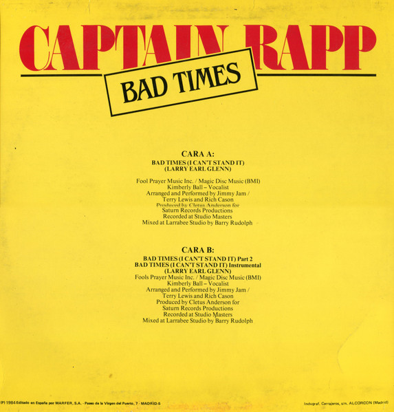 Captain Rapp - Bad Times (I Can't Stand It) | Becket Records (M.45.510/20 393) - 2