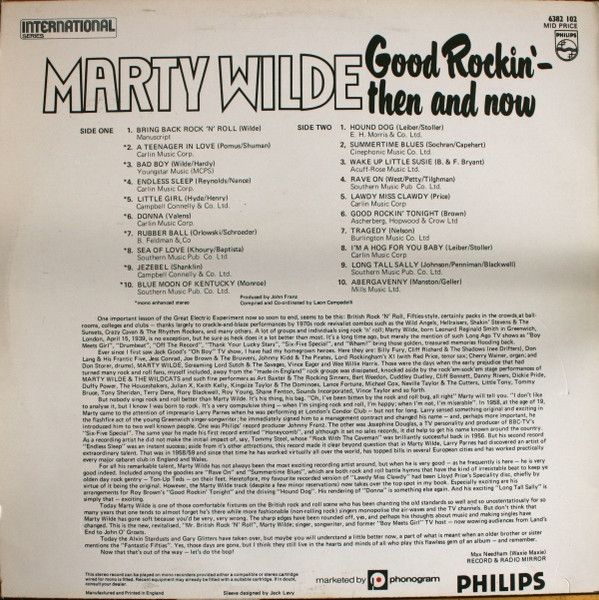 Marty Wilde - Good Rockin' - Then And Now | Philips (6382 102) - 2 Marty Wilde - Good Rockin' - Then And Now | Philips (6382 102) - 2