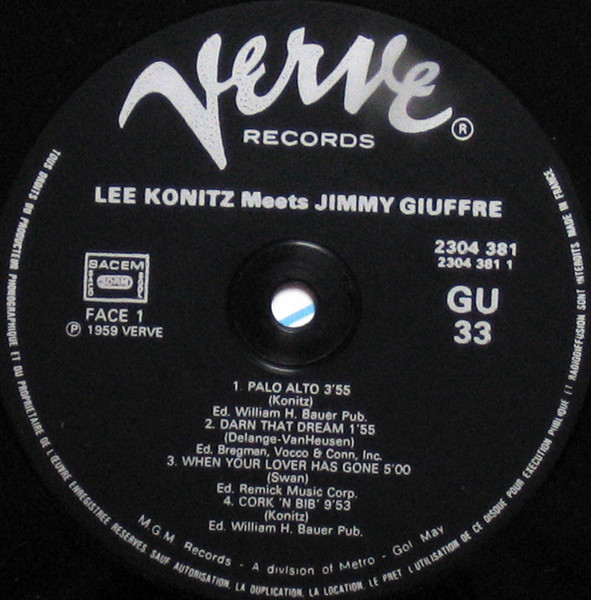 Lee Konitz Meets Jimmy Giuffre - Lee Konitz Meets Jimmy Giuffre | Verve Records (2304 381) - 3