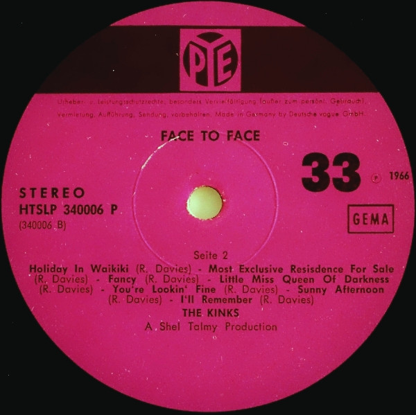The Kinks - Face To Face | Pye Records (HTSLP 340006 P) - 3