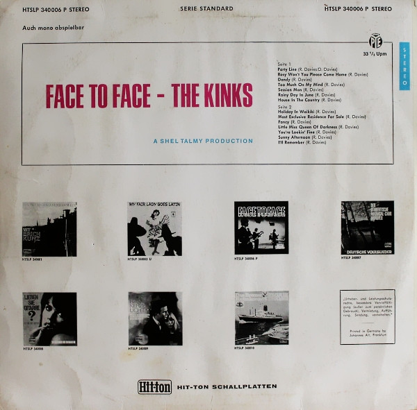 The Kinks - Face To Face | Pye Records (HTSLP 340006 P) - 2
