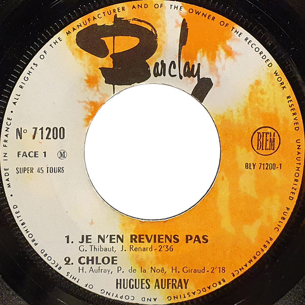 Hugues Aufray - Je N'en Reviens Pas | Barclay (71 200) - 3