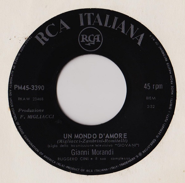 Gianni Morandi - Un Mondo D'Amore | RCA Italiana (PM45 3390)
